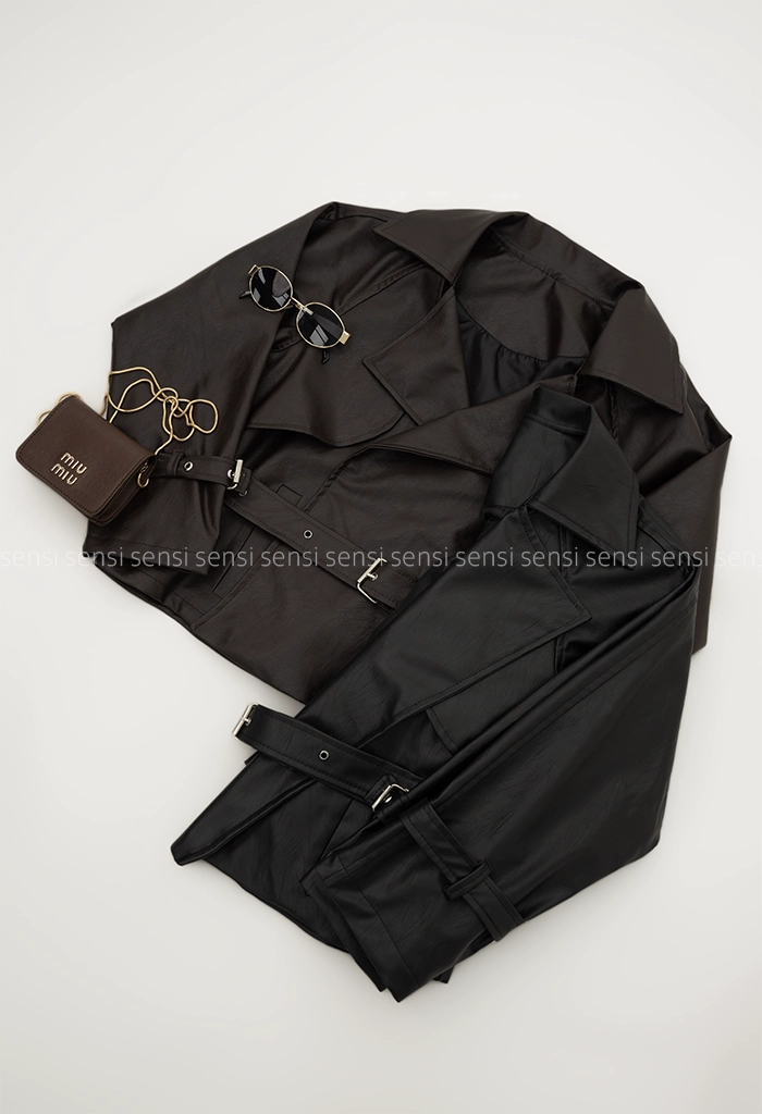 کت چرم یقه انگلیسی کد1004935